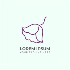 Artistic burgundy lily flower logo vector in lineart style, perfect for beauty and decoration