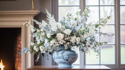 Floral arrangement with winter or early spring botanical plants and flowers idea