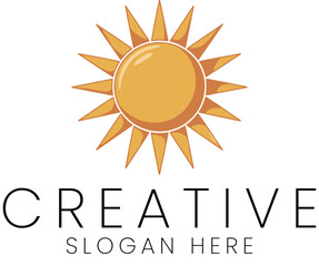 Golden Sunburst Logo Design Creative Brand Identity Template icon warm yellow symbol vector simple  