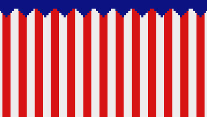 Fototapeta premium Retro Pixel Art Striped Banner. Patriotic Red, White, and Blue. Starlight Jubilee Background.