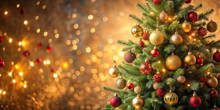 A beautifully decorated Christmas tree with shiny ornaments and festive lights against a warm and cozy background, weihnachten, weihnachtsbaum