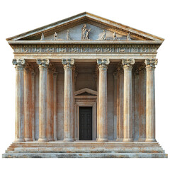 Obraz premium 3D front view illustration of the Archaeological Museum of Olympia Greece monument isolated on a white transparent background