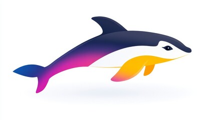 Fototapeta premium Abstract dolphin design with vibrant gradient colors modern marine life concept for creative projects and graphic resources, aquatic underwater, ocean themed illustration