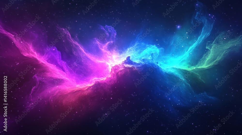 Poster an ethereal cosmic dance of vibrant nebulas unfolds against a backdrop of twinkling stars creating a