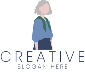 Stylish Woman Minimalist Logo Design Template Modern Fashion Creative Branding Identity Elegant     