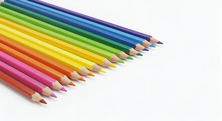 Fototapeta premium sharpened colored pencils arranged in a fan shape on a clean white background