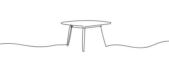 continuous line, small table line art vector illustration with background editable stroke.