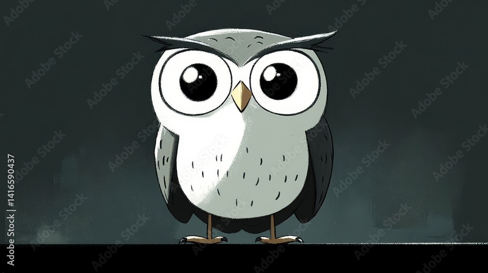 Poster adorable pixelated owl illustration with big eyes retro gaming style character for app icon and digi