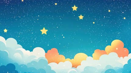Naklejka premium Starry sky with colorful clouds and sparkling stars, fantasy cosmic art