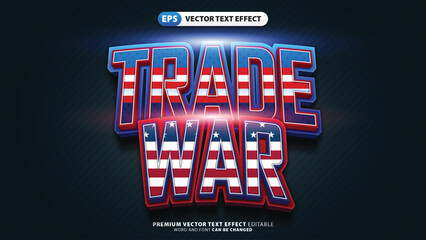 Trade War Text Effect with American Flag Pattern