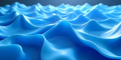 Obraz premium Abstract blue liquid with wavy and smooth texture, flowing and swirling in a dynamic composition, with light reflecting on the surface, creating highlights and shadows