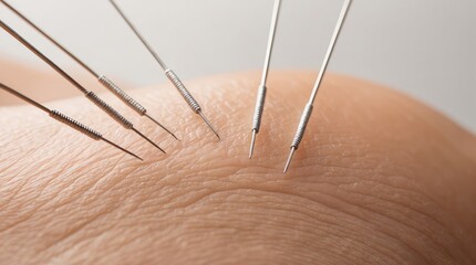 Acupuncture needles on skin: alternative therapy for healing and wellness