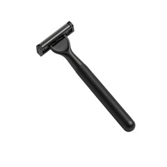 Black Plastic Razor with Multiple Blades on Transparent Background