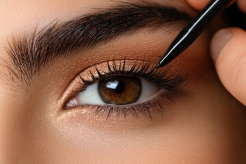 Bold winged eyeliner makeup tutorial closeup shot beauty tips and techniques indoor setting focused viewpoint for stunning eye looks