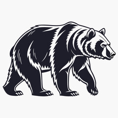 bold bear silhouette walking left for outdoor designs