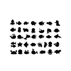 Naklejka premium Collection of Various Cute Sea Animal Silhouettes for Kids