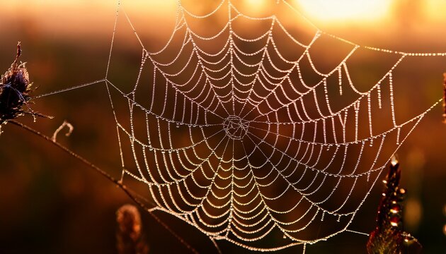 spider web with dew drops