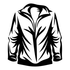 Stylized Black and White Illustration of a Jacket with Complex Folds