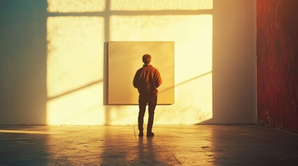 Exploring the emotions of abstract art in a sunlit gallery space during evening hours