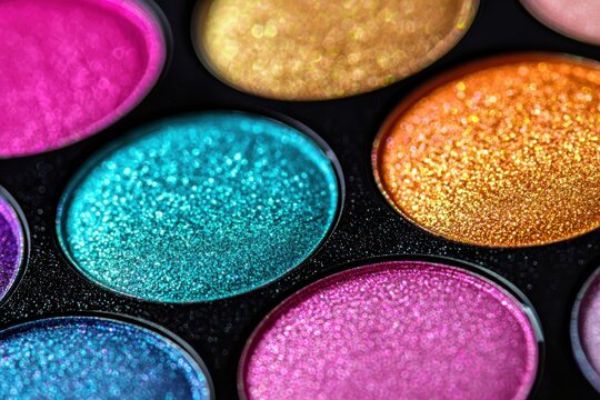 Colorful eye shadows in a black palette