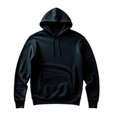 Sudadera color negro aislada sobre fondo transparente. PNG.