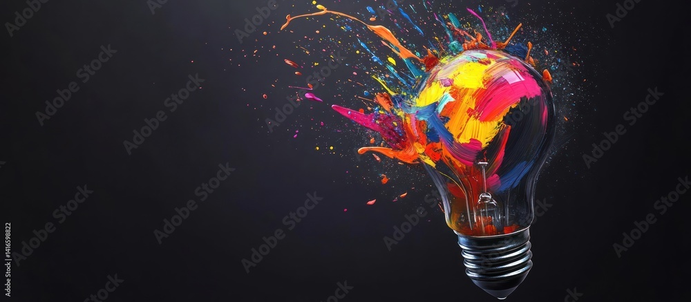 Aufkleber illuminating creativity a vibrant symphony of ideas exploding from a light bulb showcasing artistic 
