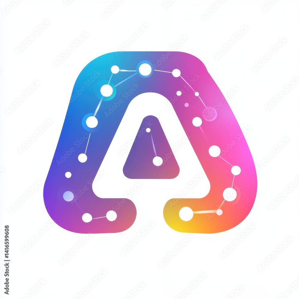 Aufkleber abstract ai network logo design with gradient colors and connectivity points for modern technology s