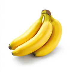 A bunch of ripe yellow bananas clustered together isolated on white background