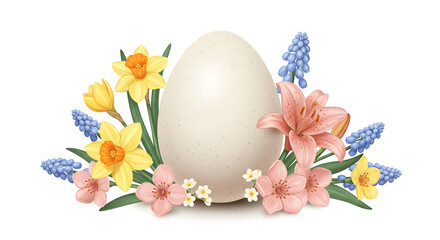 Egg surrounded by flowers