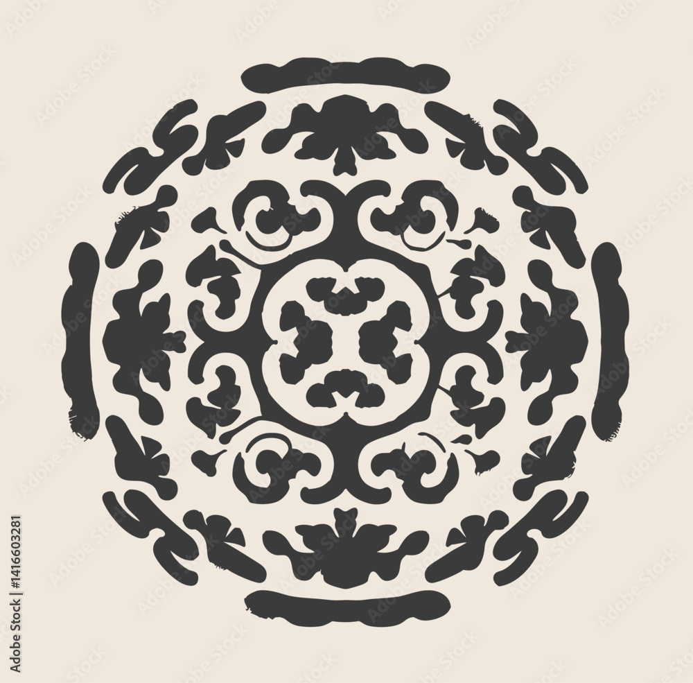 Poster abstract circle motif: a striking circular motif with intricate, symmetrical patterns. this abstract