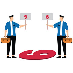 Six or Nine. Different answers from the perspective and point of view concept. Opposite view from two different people