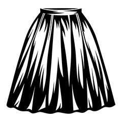 Simple graphic illustration of a skirt in black and white colors