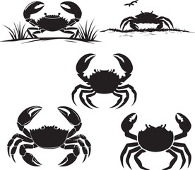 Crab Silhouette Icon Set