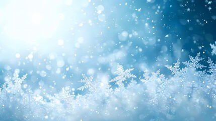 Naklejka premium Winter Wonderland Gradient Background: Delicate Snowflakes and Soft Tones for Holiday Decor, Christmas Cards, and Winter-Themed Designs