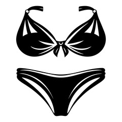 Black and white vector illustration of a bikini for summer fun