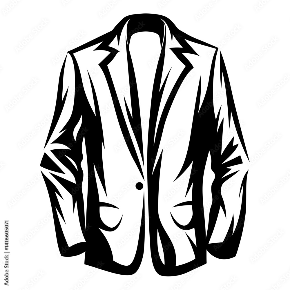 Poster abstract black and white jacket illustration with bold outlines and sharp edges