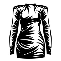 Abstract black and white dress with striking lines and unique design