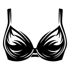 Stylized black and white illustration of a brassiere, emphasizing feminine fashion