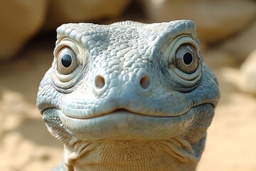 Close-up Portrait of a Blue Iguana with Detailed Skin Texture