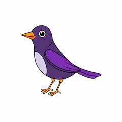cartoon violet backed starling vector on white background