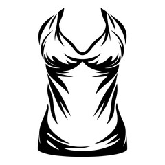 Striking Black and White Silhouette of a Women's Top with Abstract Design