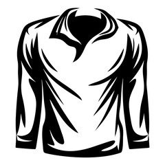 Black and white abstract illustration of a long sleeved collared shirt