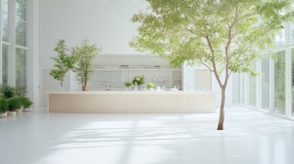Fototapeta premium Modern, bright, minimalist interior with plants