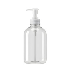 Clear Plastic Pump Bottle on White Background