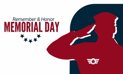 Soldier Silhouette with text Memorial Day, Remember & Honor patriotic banner design