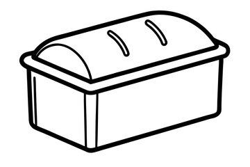 Bread Box Line Art Vector Illustration With White