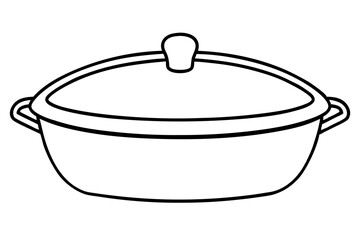 Casserole Dish Line Art Vector Illustration With White