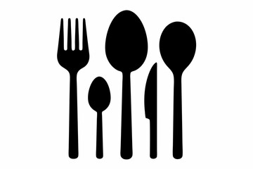 Cutlery Set Silhouette Vector Illustration Black And White