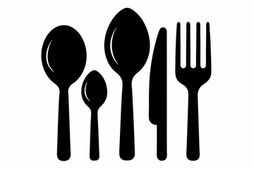 Cutlery Set Silhouette Vector Illustration Black And White