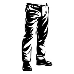 Monochromatic vector illustration of a person wearing pants and shiny shoes